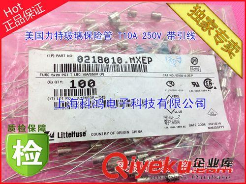 美國力特保險絲管0218010.mxep  T10A 10A 250V  延時慢熔帶引線