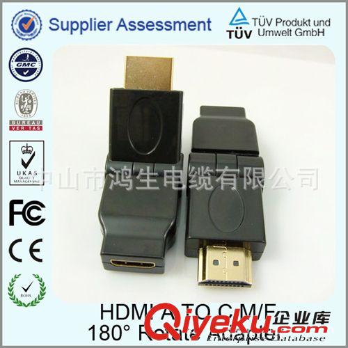 鴻生電纜供應(yīng)HDMI轉(zhuǎn)接頭，MINI HDMI M/F，90度旋轉(zhuǎn)型