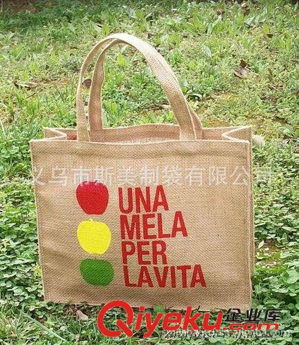 加厚覆膜黃麻折疊購物袋 創(chuàng)意禮品包裝袋 家用購物手提袋