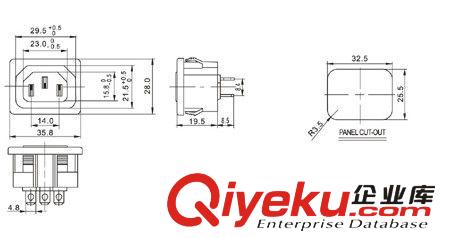 廠家供應(yīng)3P電源插座 公母品字插座 AC電源插座 三合一交流電源