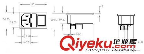 CNLEDA 樂達(dá)電子 帶保險帶開關(guān) 品字電源插座 IPZ-107 3C認(rèn)證公座