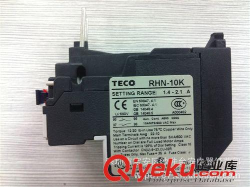 【原裝zp】臺(tái)安TAIAN 熱繼電器 RHN-10K 1.4-2.1A原始圖片2