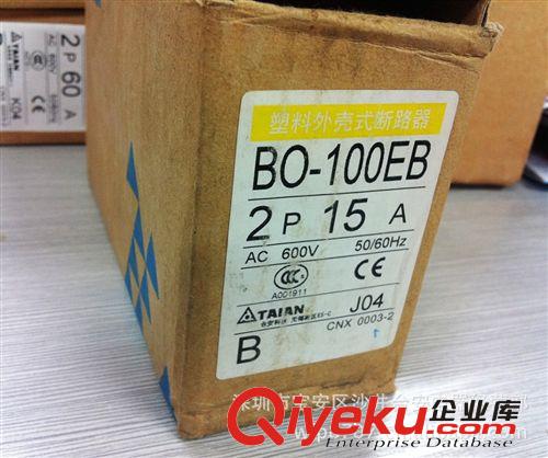 【原裝zp】臺安TAIAN 塑殼斷路器 BO-100EB 2P 15A