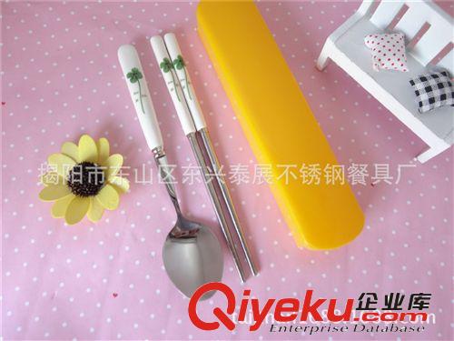 陶瓷餐具兩件套、促銷禮品餐具、環保餐具套裝、塑料盒餐具套裝原始圖片3