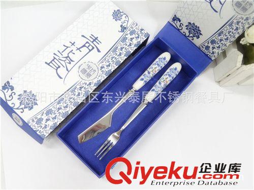 陶瓷柄不銹鋼餐具   中國風(fēng)青花瓷餐具   刀叉   韓式餐具套裝原始圖片3