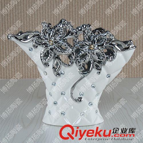 柏斯林鏤空電鍍花瓶 gd禮品陶瓷擺件田園風格手工藝品飾品原始圖片2