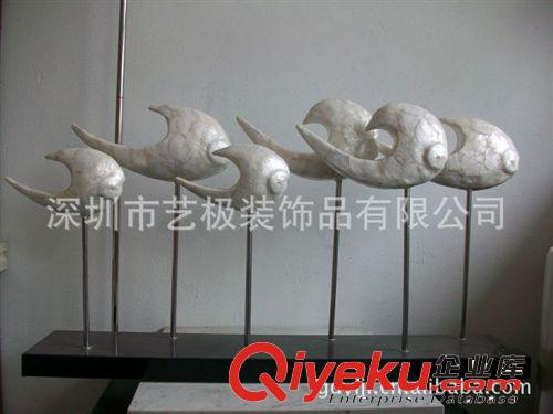 不銹鋼亮光擺件飛魚(yú)群擺件金屬工藝品酒店藝術(shù)品大堂客廳玄關(guān)雕塑原始圖片2