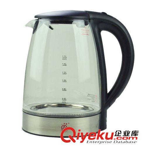 三角牌不銹鋼炫彩藍光玻璃電熱水壺HYD-6802 耐高溫健康安全1.7L