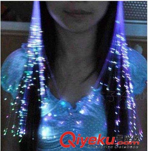 LED燈發光辮光纖絲辮夜光發夾舞會酒吧迪吧超炫新款閃光辮子批發原始圖片3