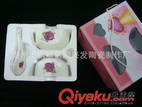 【廠家陶瓷碗 促銷tj陶瓷餐具】2碗2勺/4碗4勺/6碗6勺禮品碗原始圖片2
