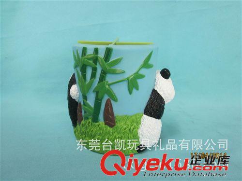 時尚學(xué)習(xí)辦公用品 多功能搪膠熊貓筆筒