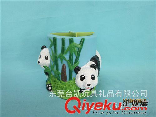 時尚學(xué)習(xí)辦公用品 多功能搪膠熊貓筆筒