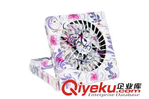廠家直銷專利款 香薰方形USB風扇小風扇迷你禮品風扇 花紋漆加LED