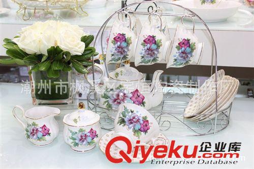 15頭咖啡具 滿花咖啡具 水壺 奶壺 糖壺 六杯六碟