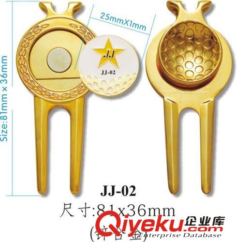 鋅合金高爾夫果嶺叉 外銷熱品 鍍銅 81*36mm LOGO烤漆入色原始圖片2