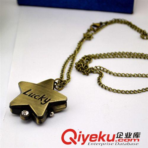 復(fù)古飾品懷表批發(fā) 幸運(yùn)星復(fù)古懷表長項(xiàng)鏈表/古銅懷表毛衣鏈表原始圖片2