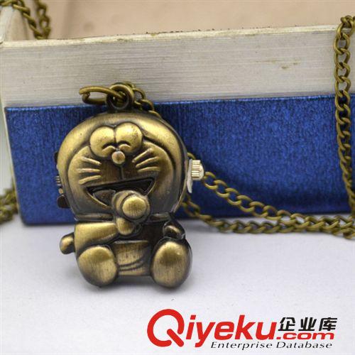 創(chuàng)意掛表兒童禮物兒童懷表 古銅鑰匙扣表掛件表 叮當貓掛鏈表批發(fā)原始圖片2