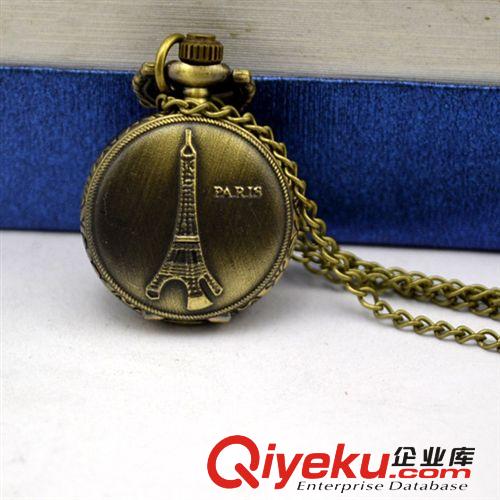 小號歐美巴黎埃菲爾鐵塔復(fù)古懷表/女士懷表復(fù)古毛衣鏈表批發(fā)原始圖片2