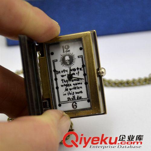 新款時(shí)尚 死亡筆記本懷表項(xiàng)鏈 復(fù)古飾品批發(fā) 韓版毛衣鏈 掛表原始圖片2