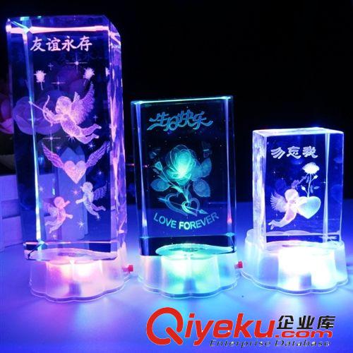 水晶帶燈3維立體水晶立體擺件 情人節(jié)禮物 創(chuàng)意朋友生日禮品批發(fā)原始圖片3