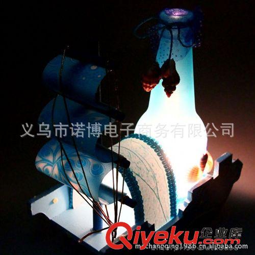 4212創(chuàng)意木質(zhì)七彩海洋烏篷船臺燈擺件小號 漂流燈 精品店供貨原始圖片3
