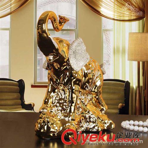 工廠清倉(cāng)價(jià)陶瓷電鍍大象金色象桌面擺件大象擺件原始圖片3