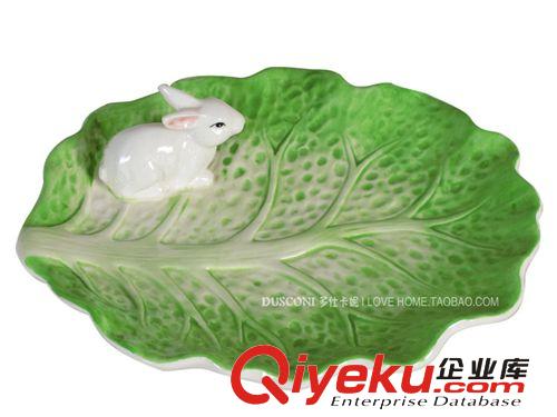 批發陶瓷工藝品 陶瓷兔子擺件 高白瓷兔子盤子 陶瓷干果 量大從優原始圖片2