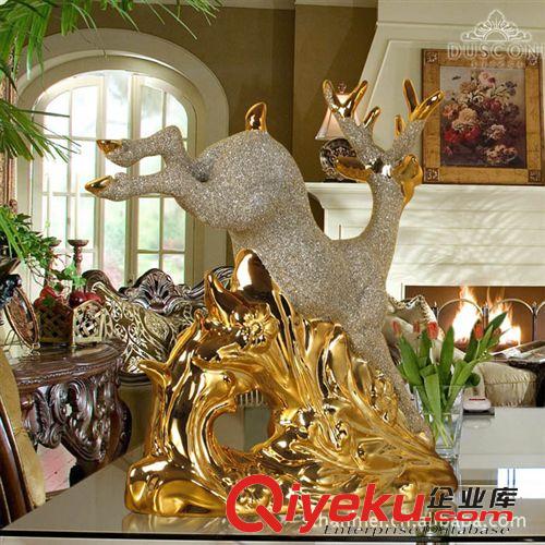批發(fā)陶瓷鍍金鹿陶瓷工藝品擺件精品飾品原始圖片2