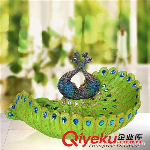 廠家供應(yīng)   東南亞斯里蘭卡孔雀時尚樹脂果盤 【樹脂工藝品】原始圖片2