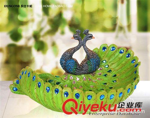 廠家供應(yīng)   東南亞斯里蘭卡孔雀時尚樹脂果盤 【樹脂工藝品】原始圖片3
