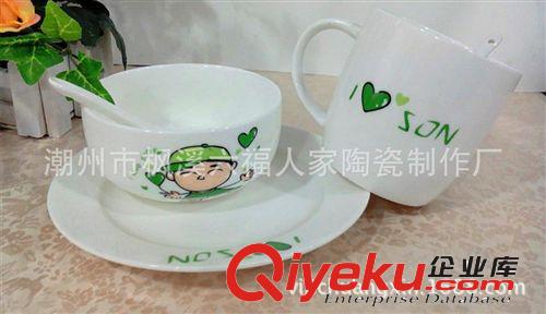 潮州廠家 兒童精品餐具套裝 一杯一盤一碗一勺 送禮佳品原始圖片2