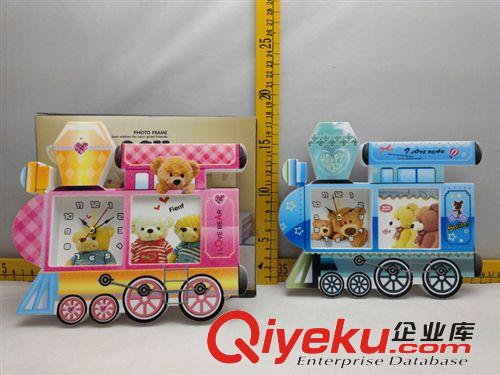 兒童影樓 外貿(mào)出口泰迪熊卡通創(chuàng)意熱轉(zhuǎn)印火車頭相架鬧鐘原始圖片2
