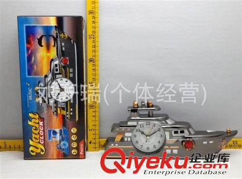 兒童禮物 新款時(shí)尚兒童電鍍噴漆游艇船八音鐘辦公擺臺(tái)八音鬧鐘原始圖片3