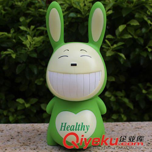 卡通創(chuàng)意兒童學(xué)生搪膠環(huán)保愛(ài)萌兔大笑人生存錢罐批發(fā)廠家定制LOGO原始圖片3