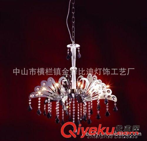 專業(yè)供應 黑色現(xiàn)代鐵藝吊燈 K9水晶配飾外貿(mào)燈具原始圖片2