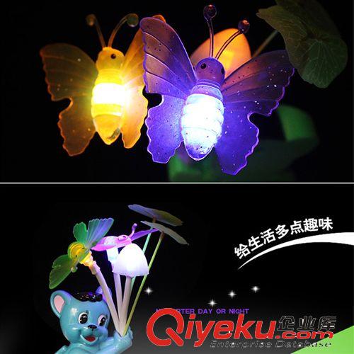 小老鼠卡通小夜燈 蝴蝶感應(yīng)LED燈 DIY插電小夜燈床頭燈