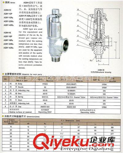 帶手柄彈簧全啟式安全閥A28H-10/16/25