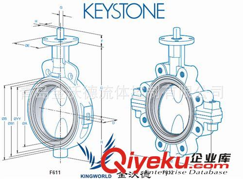 泰科 KEYSTONE F611 對夾支耳連接蝶閥 D40~D600原始圖片3