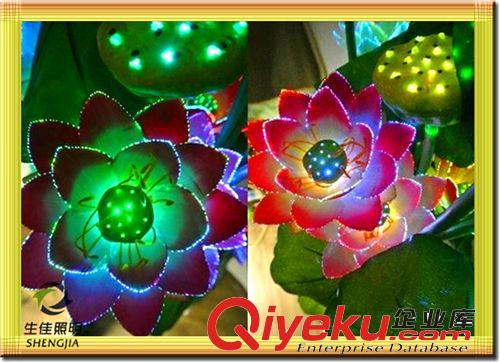 LED七彩荷花2014{zj1}創(chuàng)新光纖仿真工藝禮品花花盆花瓶樹燈原始圖片2