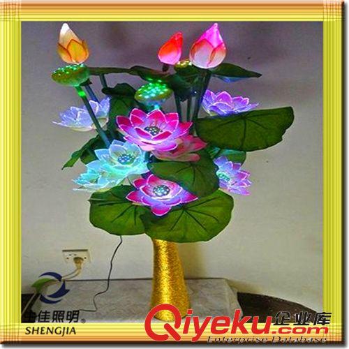 LED七彩荷花2014{zj1}創(chuàng)新光纖仿真工藝禮品花花盆花瓶樹燈原始圖片3