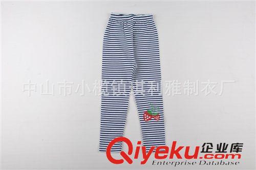 2014春季童裝新款童褲 韓版新款兒童條紋繡花打底褲原始圖片2