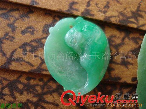 trA貨緬甸玉老坑翡翠全綠花件吊墜原始圖片3