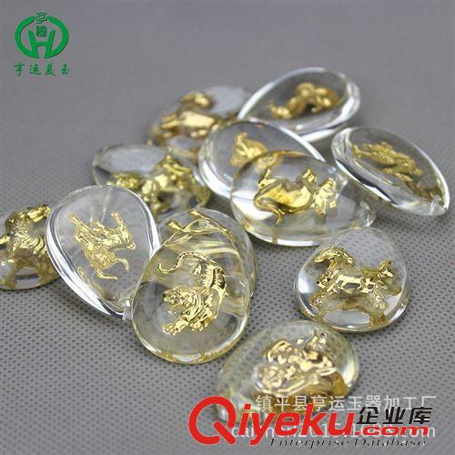 供應gf水晶金鑲十二屬相吊墜 馬年熱銷玉器飾品 地攤玉器批發(fā)原始圖片3