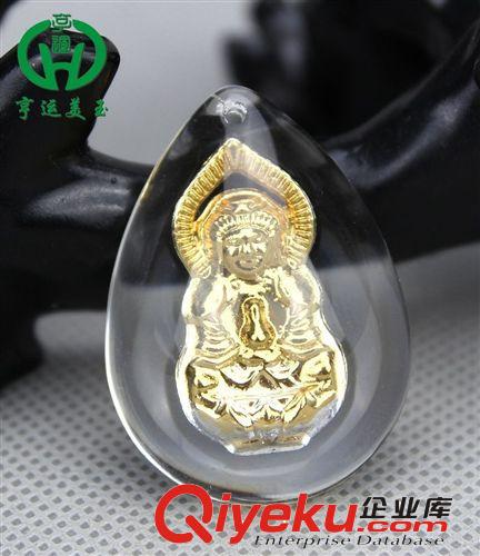 供應(yīng)gf水晶金鑲玉觀音吊墜 馬年熱銷玉器飾品 熱銷地攤玉器批發(fā)原始圖片3