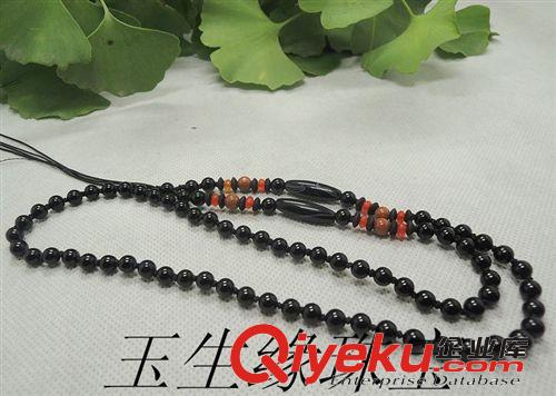 玉生緣 純手工編織黑瑪瑙米型珠子掛繩 玉石掛件批發 南陽批發網
