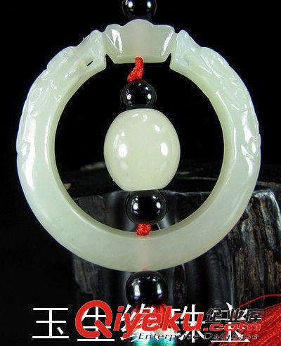 玉生緣 和田玉青白玉雙龍獻寶路路通車掛批發(fā) 河南玉石玉器批發(fā)原始圖片2