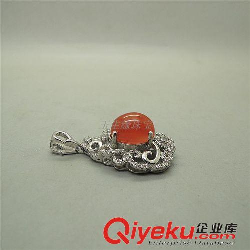 玉生緣 925銀鑲嵌南紅瑪瑙蛋圓形吊墜 項(xiàng)墜批發(fā) 南陽(yáng)玉器批發(fā)網(wǎng)原始圖片2