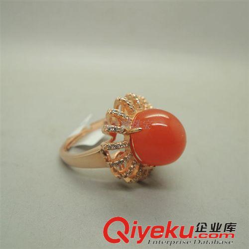 玉生緣 925銀鑲嵌南紅瑪瑙火焰紅蛋圓形戒指批發 南陽玉器批發網