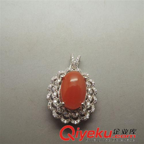 玉生緣 925銀鑲嵌南紅瑪瑙火焰紅蛋圓形吊墜 項(xiàng)墜 南陽(yáng)玉器批發(fā)網(wǎng)