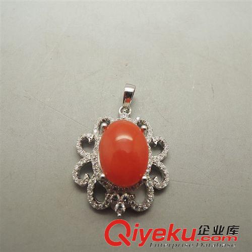 玉生緣 925銀鑲嵌南紅瑪瑙火焰紅蛋圓形吊墜 項(xiàng)墜 南陽(yáng)玉器批發(fā)網(wǎng)